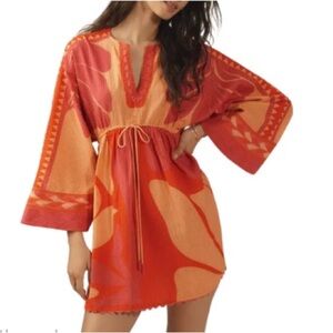 Anthropologie Condition Apply Rickrack Printed Kaftan Dress Cover Up